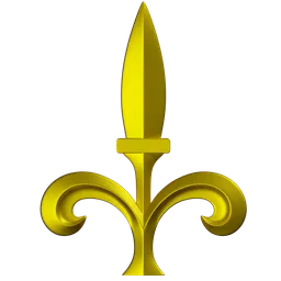 Ornate fleur-de-lis 3D sculpting brush tip for creating detailed designs on models in Blender.