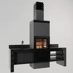 Detailed 3D rendering of a modern outdoor grill setup, perfect for architectural visualization in Blender.
