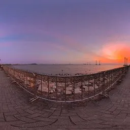 Sunset over the seaside boardwalk