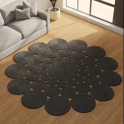 Black Woven Circle Rug