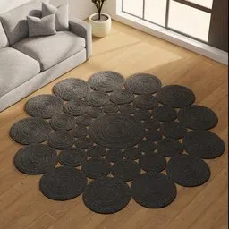 Black Woven Circle Rug