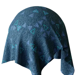 Blue Triangle Print Cotton Towel