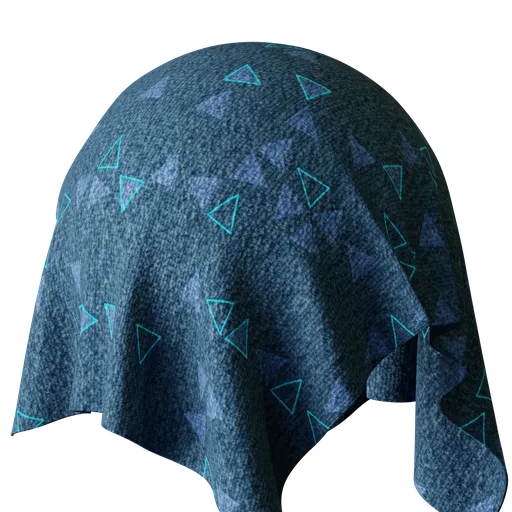 Blue Triangle Print Cotton Towel