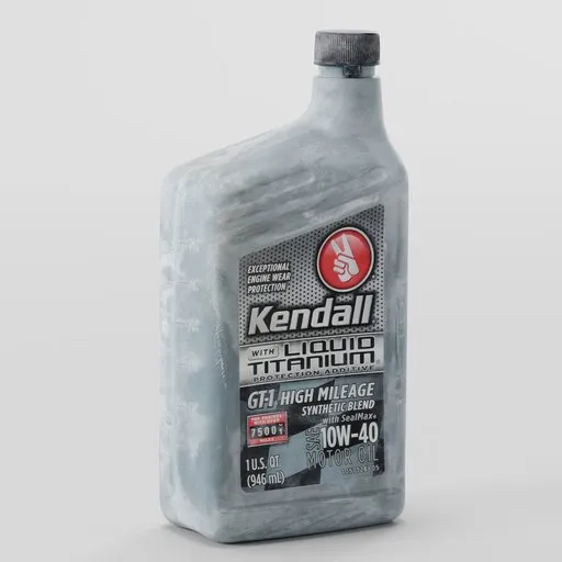 Detailed Blender 3D model of a motor oil bottle, textured and ready for rendering.