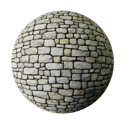 4K PBR realistic stone wall material for texturing in Blender 3D and other 3D applications.