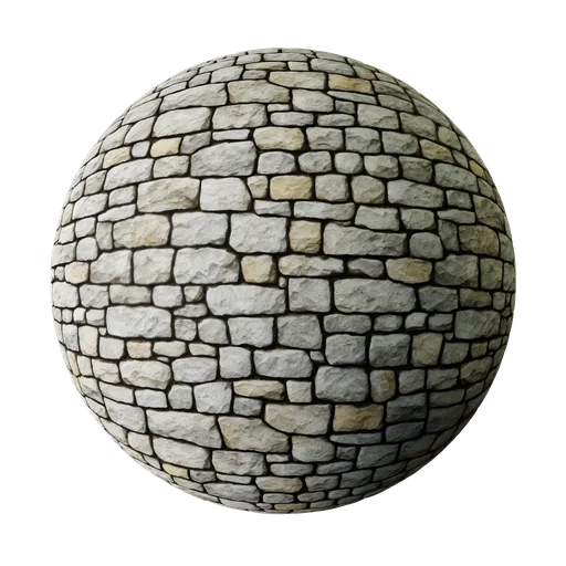 4K PBR realistic stone wall material for texturing in Blender 3D and other 3D applications.