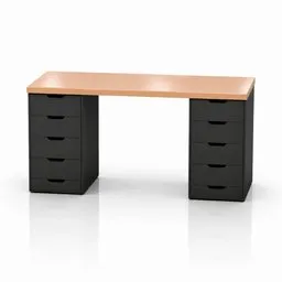 Modern Black Desk With Wooden Top