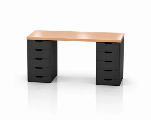 Modern Black Desk With Wooden Top