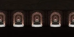 360-degree atmospheric lighting from an industrial-style crypt for 3D scene rendering.