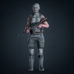 Female Military Soldier Rigged
