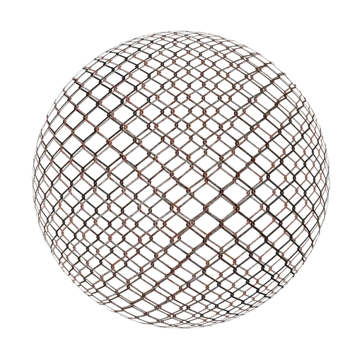 Rusty metal mesh PBR texture for Blender 3D, ideal for realistic industrial and architectural rendering.