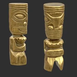 Tiki God Totem Relic Statue Gold