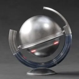 Sci fi spherical metal sculpture