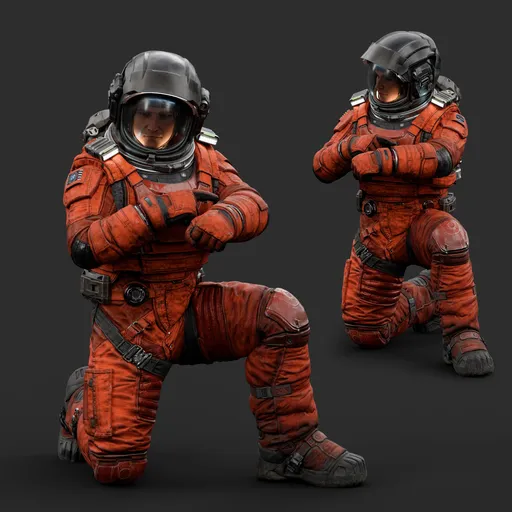 Astronaut Sitting Pose Orange Suit