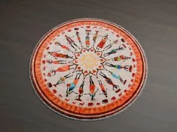 Detailed circular 3D model rug with intricate patterns for Blender, optimized for realistic interior visualizations.