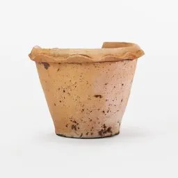 Realistic 3D model of a textured and cracked terracotta flower pot, suitable for Blender rendering and animation.