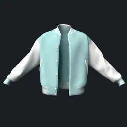 Mint Blue Varsity Jacket (Open)