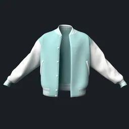 Mint Blue Varsity Jacket (Open)
