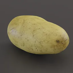 "4K texture of a photorealistic white potato 3D model created with Blender 3D software. Perfect for fruit/vegetable 3D modeling projects with soft studio lighting and accurate details."