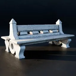 Detailed marble 3D model bench, suitable for garden scenes or interior design renderings in Blender.