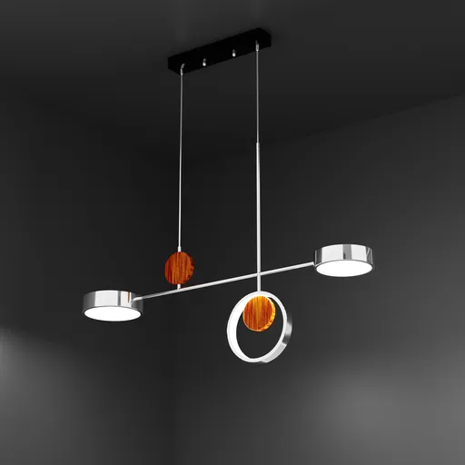 Realistic Blender 3D model of a modern LED chandelier with sleek design, suited for contemporary interior lighting.