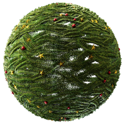 High-resolution PBR Christmas Ornaments material with festive textures for 3D rendering in Blender.