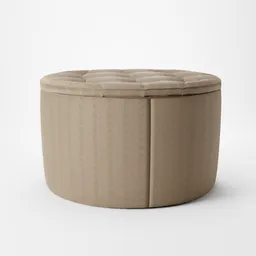 Corduroy pouf 3D model with detailed texture, ideal for interior rendering in Blender.