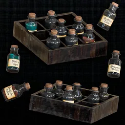 Potion Tray with Bottles