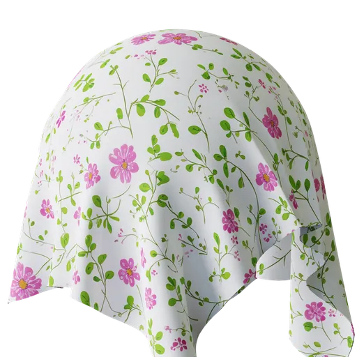 High-resolution floral pattern on 3D model texture, ideal for realistic rendering in Blender and other PBR-compatible applications.