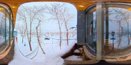 Snowy Street Window Winter