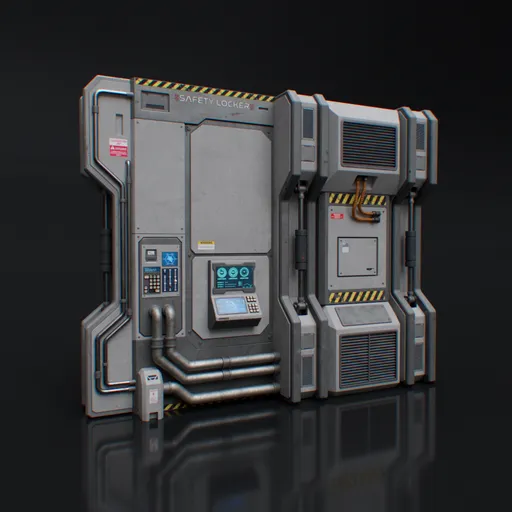Scifi industrial control panel wall