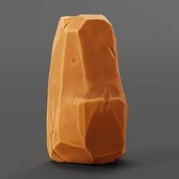 Detailed 3D model of a cartoon-style orange rock for Blender, optimized for game development environments.