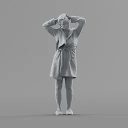Lowpoly Female in bathrobe