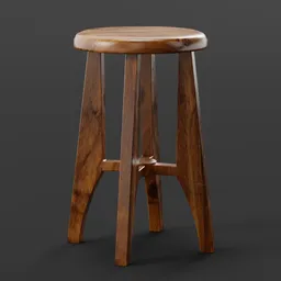 Realistic Wooden Bar Stool