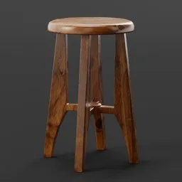Realistic Wooden Bar Stool