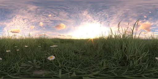 Redsky cloud green grass