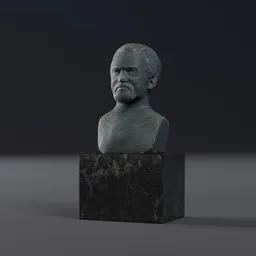Realistic male head 3D model for Blender, detailed facial features, digital stone texture, suitable for animation.