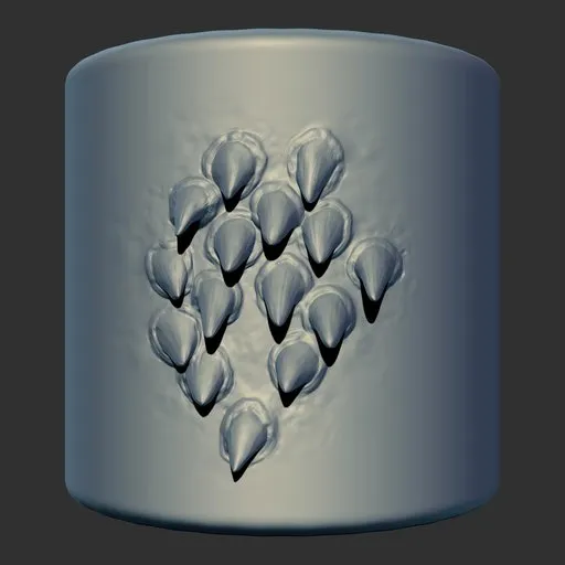 ER Dragon Brush 70 imprints reptilian scale details for 3D model sculpting, compatible with Blender 3D.
