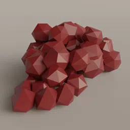 3D Blender model of geometric red grape cluster for artistic or culinary digital design projects.