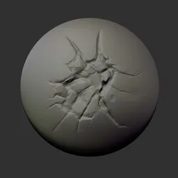 3D sculpting brush for Blender creating realistic medium damage on concrete surfaces in digital models.