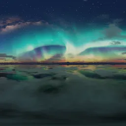Dramatic Aurora Night Landscape