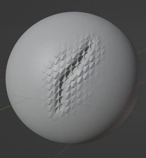 3D model texture of dragon scales with a scar created by a digital sculpting brush compatible with Blender.