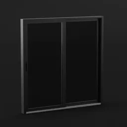 Editable Blender 3D model of a modern, aluminum sliding door with interactive opening feature.