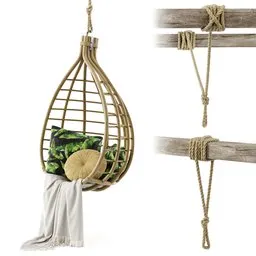 Hanging chair with accessories