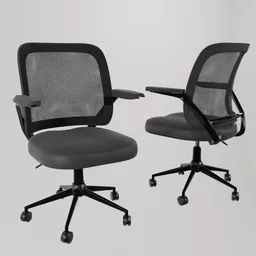 High-quality 3D model of a fabric office executive chair with wheels, suitable for Blender rendering and scene design.