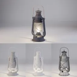 "Old Pressure Kerosene Lamp 3D Model for Blender 3D - Rustic Fireplace Decor"