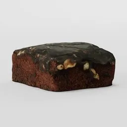 "Pastry chocolate 3D model depicting a delicious cake with nuts on a white surface, inspired by Vija Celmins and with quad geometry. Scanned in high quality using Blender 3D software and perfect for Sweets/Dessert category in 3D model searches."