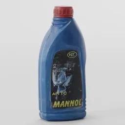 Detailed 3D scan of a motor oil bottle, suitable for Blender 3D rendering, without background.