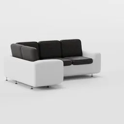Detailed modern sofa 3D model with black and white textures, optimized for Blender rendering.