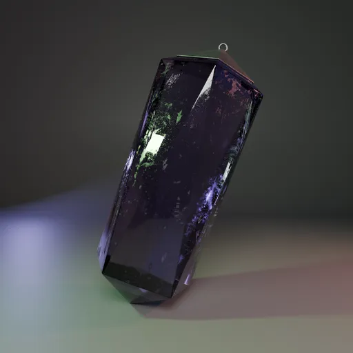 Detailed 3D rendering of a glossy purple gem pendant, ideal for Blender 3D jewelry designs.